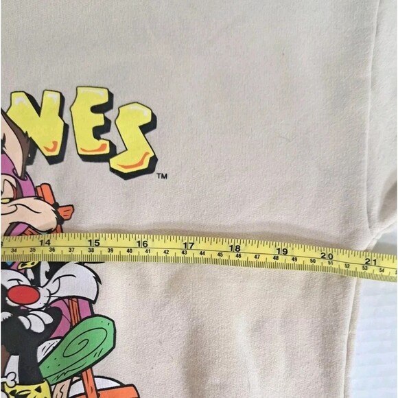WB 100 Looney Tunes Flintstones Sweatshirt Juniors Medium Bugs Lola Tweety Porky - Picture 3 of 9
